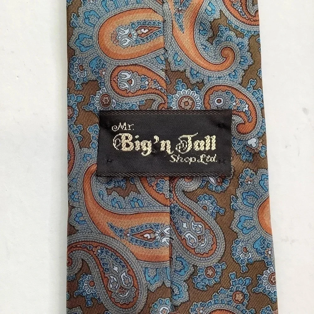 2/$30 MR BIG & TALL Brown Paisley Foulard Silk Tie - Picture 11 of 13